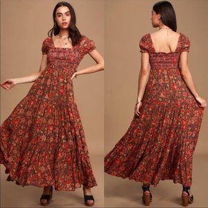 Free People Getaway Floral Tiered Maxi Dress in RARE XL